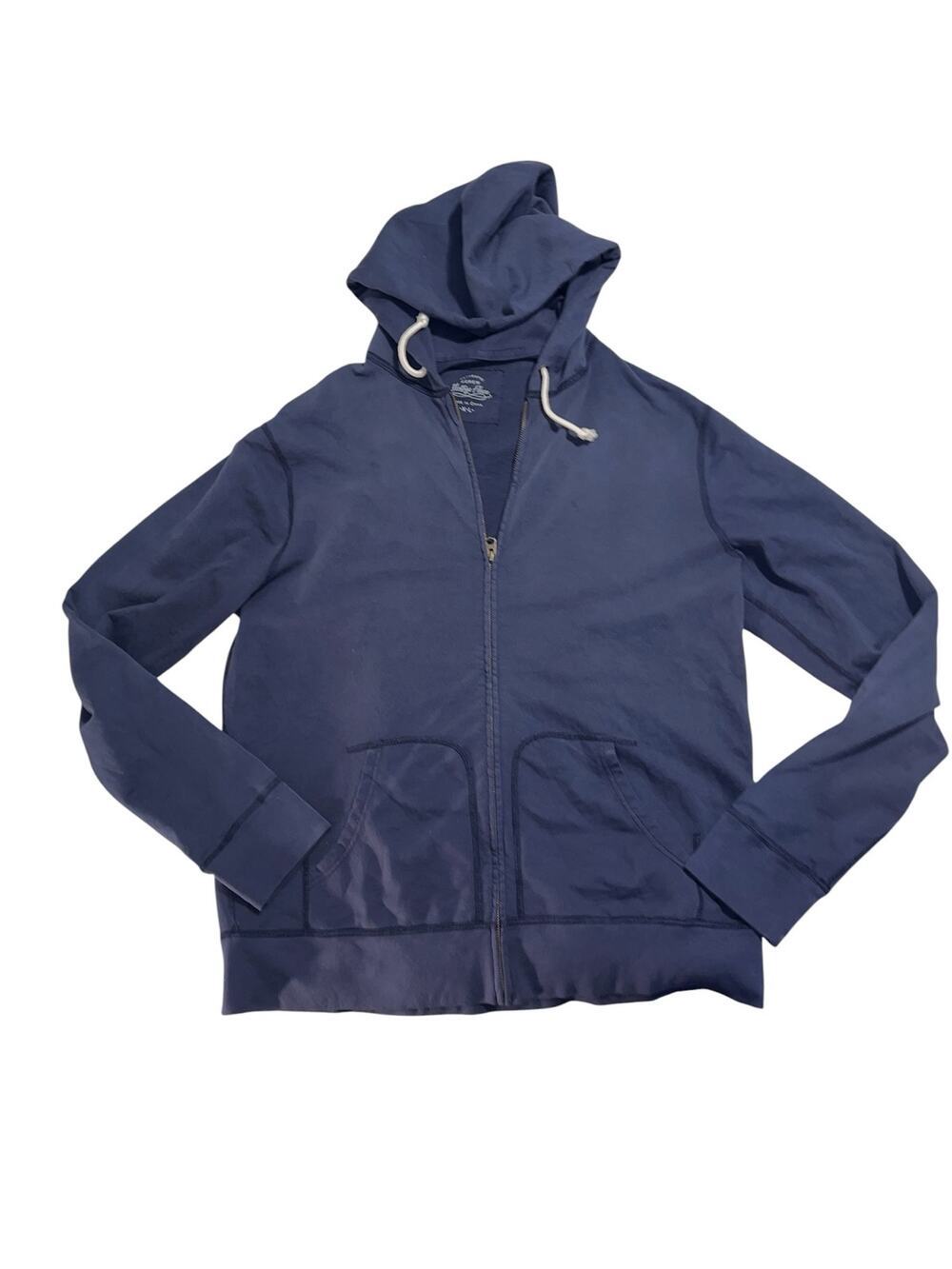 J.CREW Faded Navy Blue Vintage Fleece Full-Zip Hoodie Size XL
